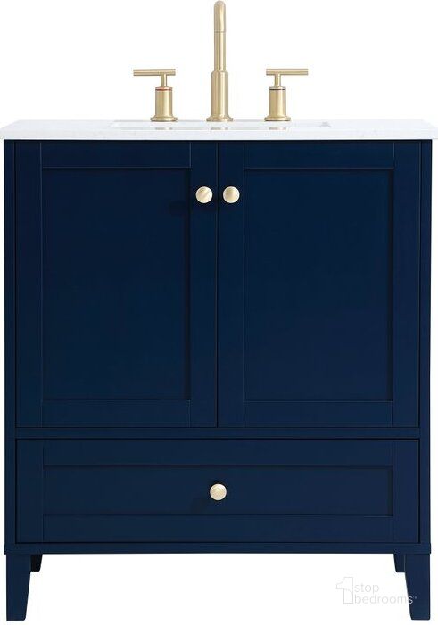 The appearance of Mayflower Blue Bathroom Vanity Bathroom Furniture 0qd24306043 designed by Windsor Home in the traditional interior design. This blue piece of furniture  was selected by 1StopBedrooms from Mayflower Collection to add a touch of cosiness and style into your home. Sku: VF18030BL. Product Type: Bathroom Vanity. Image1