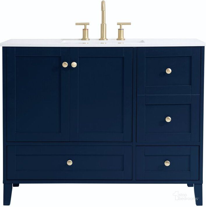 The appearance of Mayflower Blue Bathroom Vanity Bathroom Furniture 0qd24306045 designed by Windsor Home in the traditional interior design. This blue piece of furniture  was selected by 1StopBedrooms from Mayflower Collection to add a touch of cosiness and style into your home. Sku: VF18042BL. Material: MDF. Product Type: Bathroom Vanity. Image1