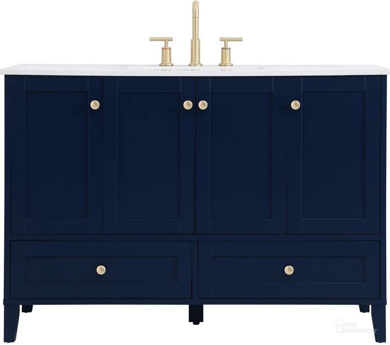 The appearance of Mayflower Blue Bathroom Vanity Bathroom Furniture 0qd24306046 designed by Windsor Home in the traditional interior design. This blue piece of furniture  was selected by 1StopBedrooms from Mayflower Collection to add a touch of cosiness and style into your home. Sku: VF18048BL. Material: MDF. Product Type: Bathroom Vanity. Image1