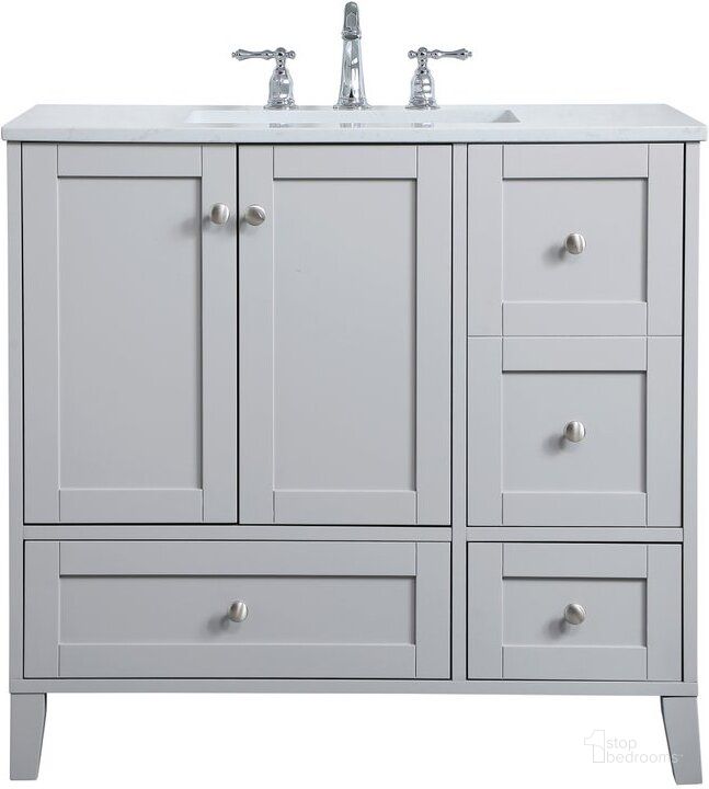 The appearance of Mayflower Grey Bathroom Vanity Bathroom Furniture 0qd24306495 designed by Windsor Home in the traditional interior design. This grey piece of furniture  was selected by 1StopBedrooms from Mayflower Collection to add a touch of cosiness and style into your home. Sku: VF18036GR. Material: MDF. Product Type: Bathroom Vanity. Image1