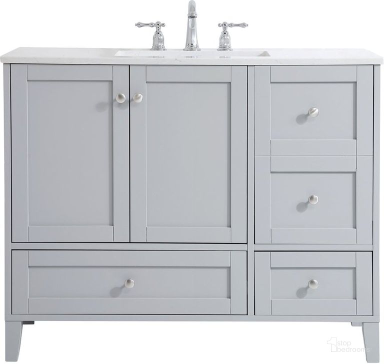 The appearance of Mayflower Grey Bathroom Vanity Bathroom Furniture 0qd24306497 designed by Windsor Home in the traditional interior design. This grey piece of furniture  was selected by 1StopBedrooms from Mayflower Collection to add a touch of cosiness and style into your home. Sku: VF18042GR. Material: MDF. Product Type: Bathroom Vanity. Image1