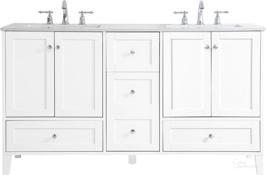The appearance of Mayflower White Bathroom Vanity Bathroom Furniture 0qd24306402 designed by Windsor Home in the traditional interior design. This white piece of furniture  was selected by 1StopBedrooms from Mayflower Collection to add a touch of cosiness and style into your home. Sku: VF18060DWH. Material: MDF. Product Type: Bathroom Vanity. Image1