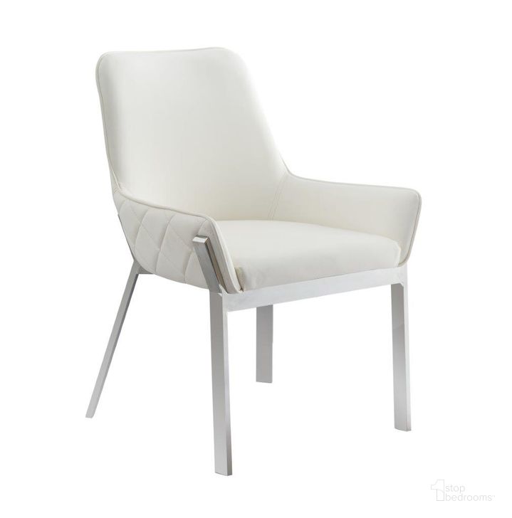 The appearance of Mc Miami Dining Chair Set of 2 In White designed by J&M in the modern / contemporary interior design. This white piece of furniture  was selected by 1StopBedrooms from Miami Collection to add a touch of cosiness and style into your home. Sku: 18871-DC-W. Material: Leather. Product Type: Dining Chair. Image1