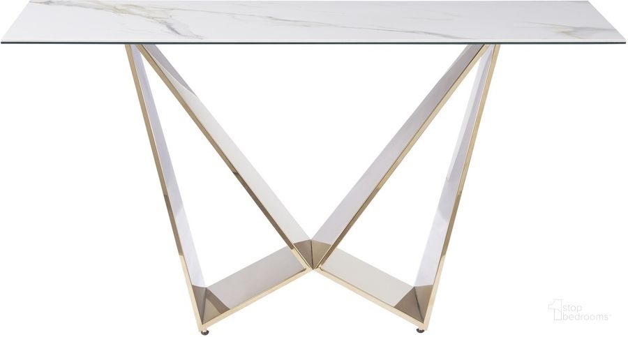 The appearance of MC Orleans Console Table In White and Gold designed by J&M in the modern / contemporary interior design. This white and gold piece of furniture  was selected by 1StopBedrooms from Orleans Collection to add a touch of cosiness and style into your home. Sku: 17830-CNS-T. Product Type: Console Table. Image1