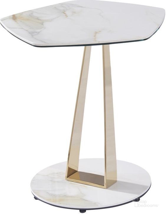 The appearance of MC Orleans End Table In White and Gold designed by J&M in the modern / contemporary interior design. This white and gold piece of furniture  was selected by 1StopBedrooms from Orleans Collection to add a touch of cosiness and style into your home. Sku: 17830-ET. Product Type: End Table. Image1