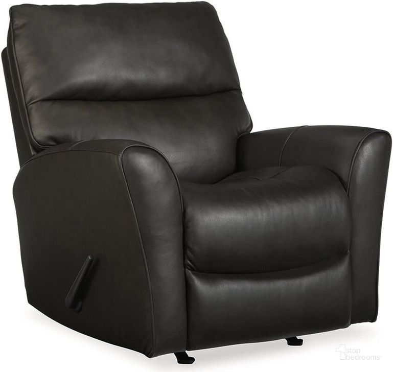 The appearance of Mcaleer Thunder Rocker Recliner designed by Signature Design by Ashley in the modern / contemporary interior design. This thunder piece of furniture  was selected by 1StopBedrooms from Mcaleer Collection to add a touch of cosiness and style into your home. Sku: U4460425. Product Type: Rocker Recliner. Material: Leather Match. Image1