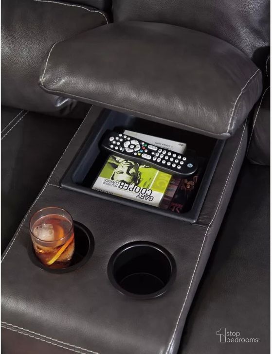 Mccaskill Double Power Reclining Console Loveseat In Gray by Ashley