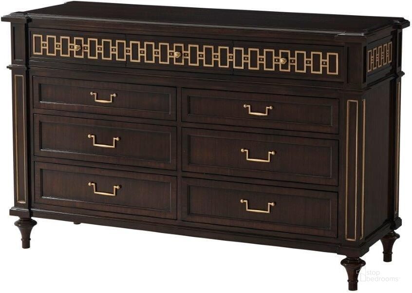 The appearance of Mccombs Dresser designed by Theodore Alexander in the traditional interior design. This  piece of furniture  was selected by 1StopBedrooms from Alexa Hampton Collection to add a touch of cosiness and style into your home. Sku: AXH60002.C159. Product Type: Dresser. Material: Brass.