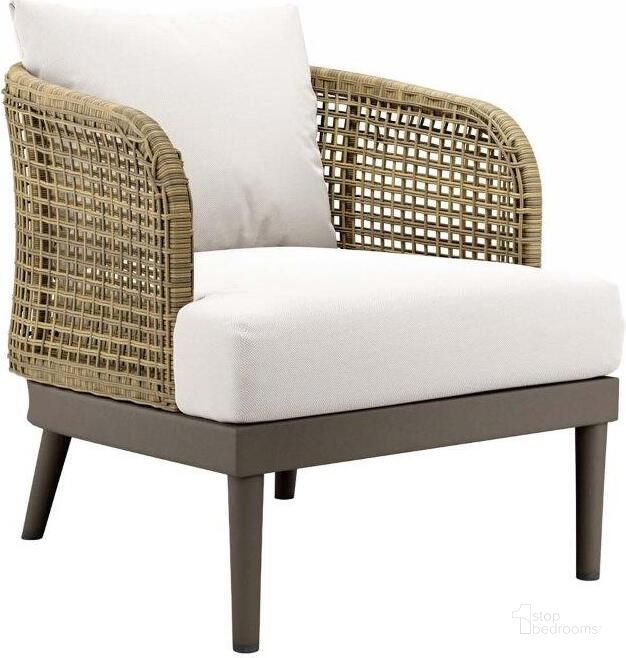 The appearance of Meadow Natural White Outdoor Patio Arm Chair designed by Modway in the modern / contemporary interior design. This natural white piece of furniture  was selected by 1StopBedrooms from Meadow Collection to add a touch of cosiness and style into your home. Sku: EEI-4986-NAT-WHI. Product Type: Outdoor Dining Chair. Material: Stainless Steel. Image1