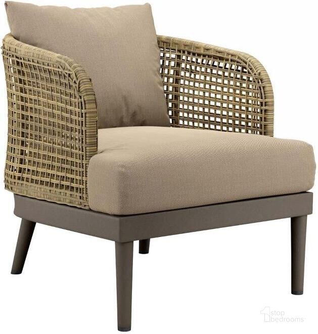 The appearance of Meadow Taupe And Natural Outdoor Patio Arm Chair designed by Modway in the modern / contemporary interior design. This taupe/natural piece of furniture  was selected by 1StopBedrooms from Meadow Collection to add a touch of cosiness and style into your home. Sku: EEI-4986-NAT-TAU. Product Type: Outdoor Dining Chair. Material: Stainless Steel. Image1