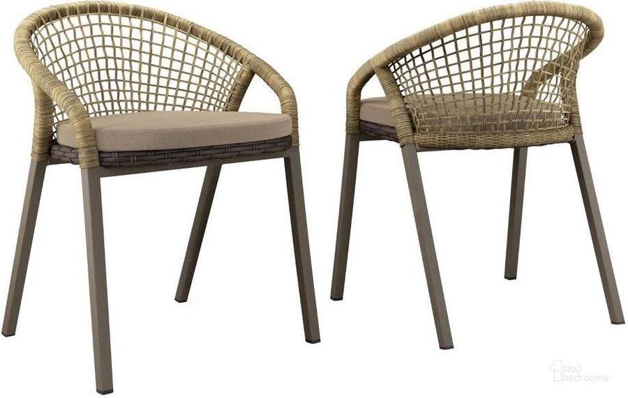 The appearance of Meadow Taupe And Natural Outdoor Patio Dining Chairs Set Of 2 designed by Modway in the modern / contemporary interior design. This taupe/natural piece of furniture  was selected by 1StopBedrooms from Meadow Collection to add a touch of cosiness and style into your home. Sku: EEI-4995-NAT-TAU. Product Type: Outdoor Dining Chair. Material: Stainless Steel. Image1