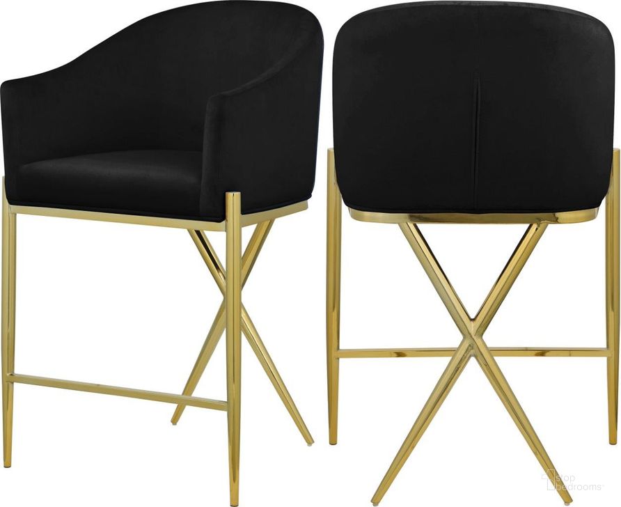 The appearance of Meadway Black Velvet Barstool 0qb24388829 designed by Furnique in the modern / contemporary interior design. This black piece of furniture  was selected by 1StopBedrooms from Meadway Collection to add a touch of cosiness and style into your home. Sku: 867Black-C. Product Type: Barstool. Material: Velvet. Image1