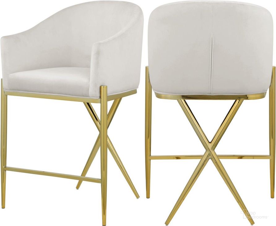 The appearance of Meadway Cream Velvet Barstool designed by Furnique in the modern / contemporary interior design. This cream velvet piece of furniture  was selected by 1StopBedrooms from Meadway Collection to add a touch of cosiness and style into your home. Sku: 867Cream-C. Product Type: Barstool. Material: Velvet. Image1