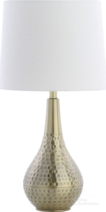 The appearance of Medford Brass Gold Table Lamp designed by Safavieh in the modern / contemporary interior design. This gold piece of furniture  was selected by 1StopBedrooms from Safavieh TBL Collection to add a touch of cosiness and style into your home. Sku: TBL4082A. Product Type: Table Lamp. Material: Brass. Image1