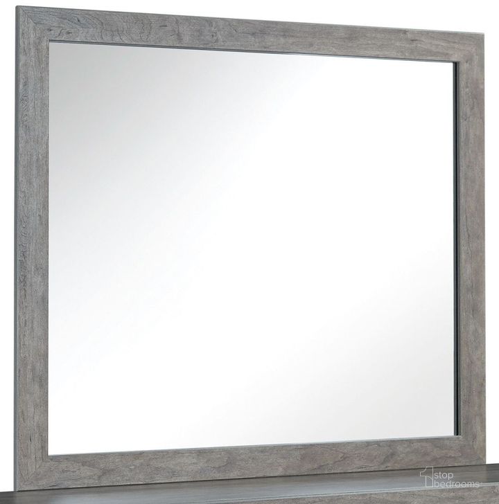 The appearance of Medway Gray Dresser Mirror designed by Isaac Tahari in the transitional interior design. This gray piece of furniture  was selected by 1StopBedrooms from Medway Collection to add a touch of cosiness and style into your home. Sku: B070-36. Material: Glass. Product Type: Dresser Mirror. Image1