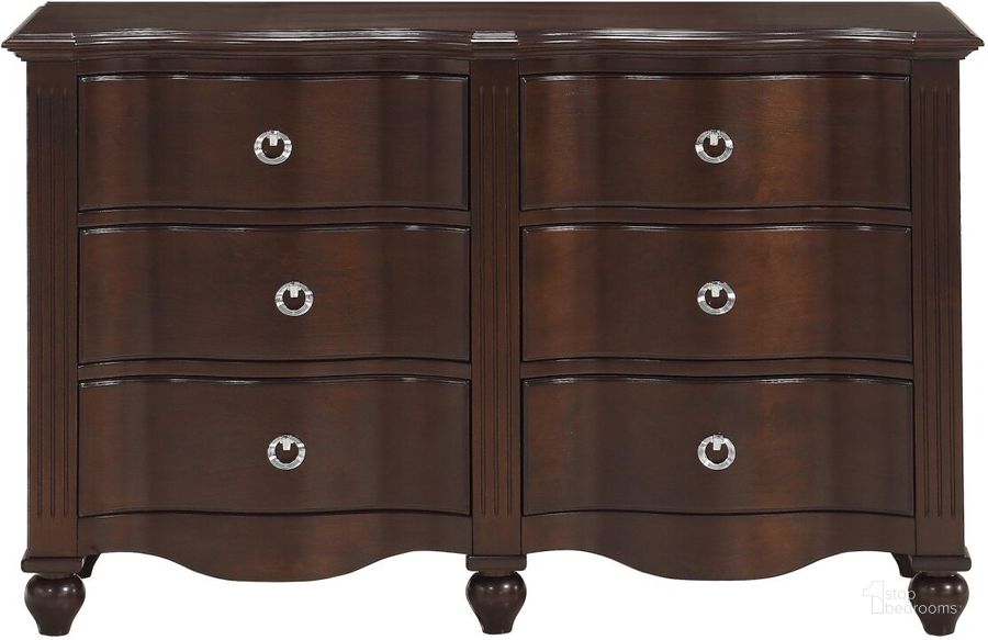 The appearance of Meghan Espresso Dresser designed by Homelegance in the transitional interior design. This brown piece of furniture  was selected by 1StopBedrooms from Meghan Collection to add a touch of cosiness and style into your home. Sku: 2058C-5. Material: Wood. Product Type: Dresser. Image1