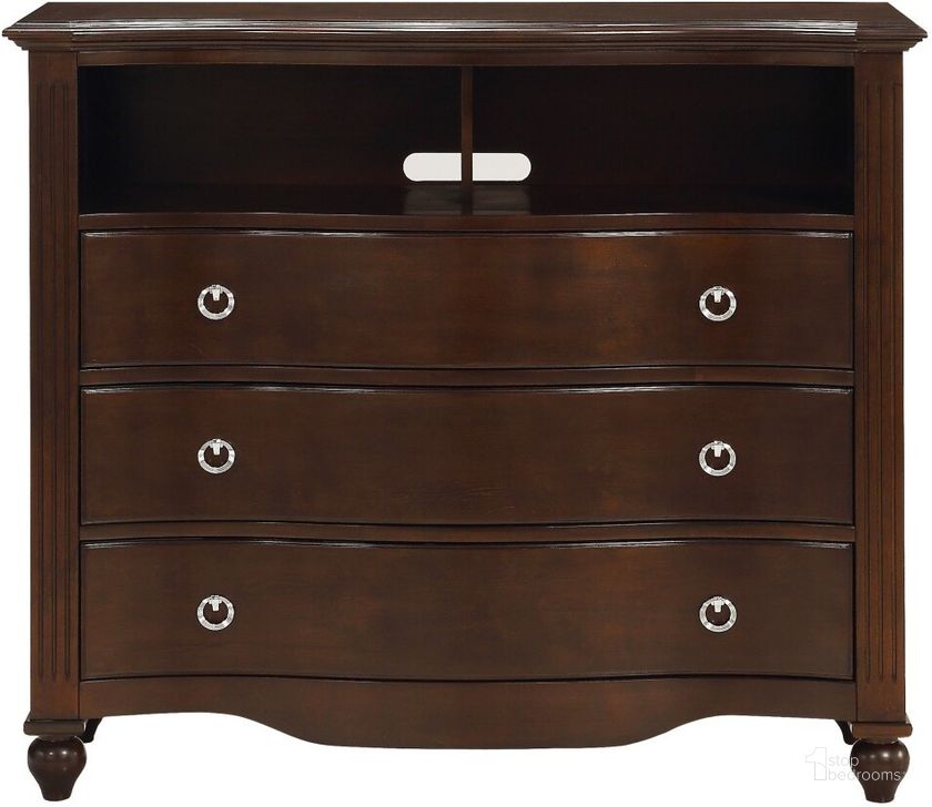 The appearance of Meghan Espresso Media Chest designed by Homelegance in the transitional interior design. This brown piece of furniture  was selected by 1StopBedrooms from Meghan Collection to add a touch of cosiness and style into your home. Sku: 2058C-11. Material: Wood. Product Type: Chest. Image1