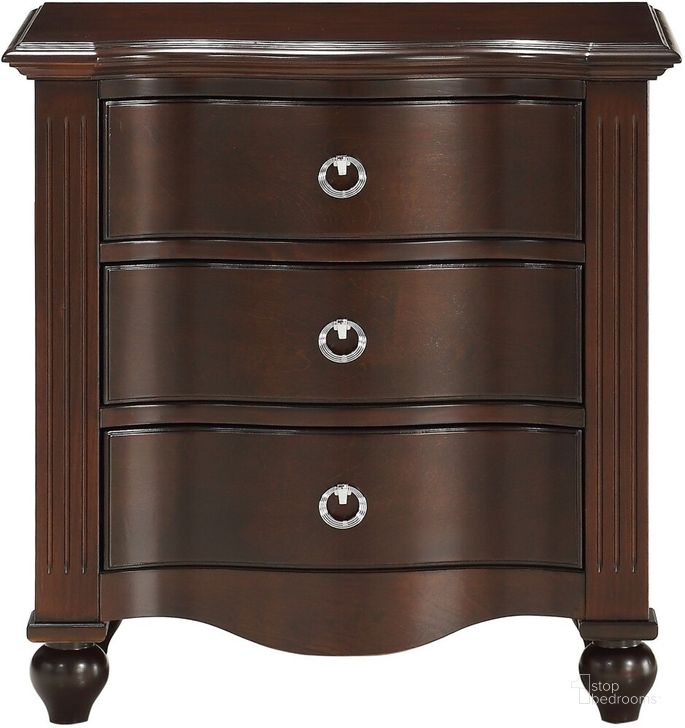 The appearance of Meghan Espresso Nightstand designed by Homelegance in the transitional interior design. This brown piece of furniture  was selected by 1StopBedrooms from Meghan Collection to add a touch of cosiness and style into your home. Sku: 2058C-4. Material: Wood. Product Type: Nightstand. Image1