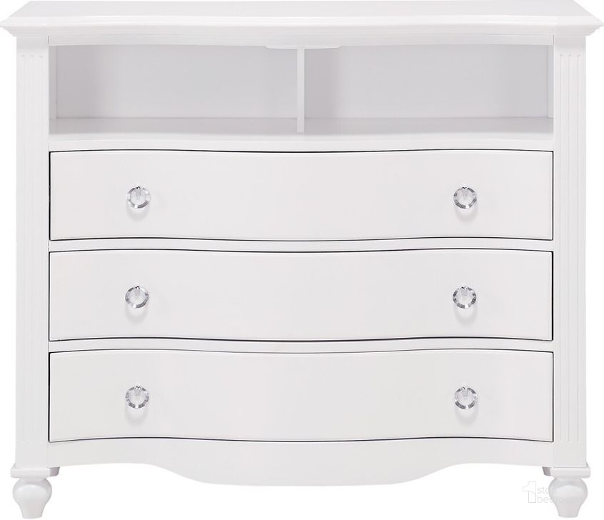 The appearance of Meghan White Media Chest designed by Homelegance in the transitional interior design. This white piece of furniture  was selected by 1StopBedrooms from Meghan Collection to add a touch of cosiness and style into your home. Sku: 2058WH-11. Material: Wood. Product Type: Chest. Image1