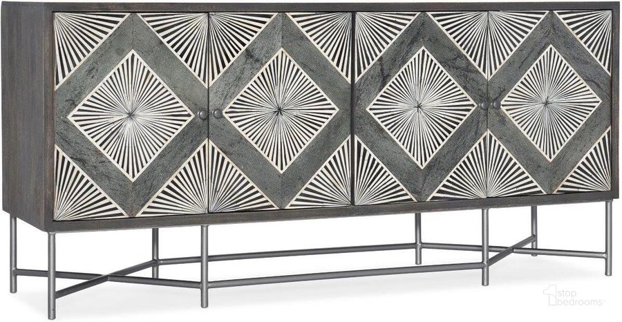 The appearance of Melange Hawthorne Four Door Credenza designed by Hooker in the transitional interior design. This grey piece of furniture  was selected by 1StopBedrooms from Melange Collection to add a touch of cosiness and style into your home. Sku: 628-85122-98. Material: Wood. Product Type: Credenza. Image1