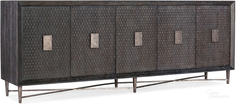 The appearance of Melange Keenan Five Door Credenza In Dark Brown designed by Hooker in the transitional interior design. This dark brown piece of furniture  was selected by 1StopBedrooms from Melange Collection to add a touch of cosiness and style into your home. Sku: 628-85106-96. Product Type: Credenza. Material: Resin. Image1