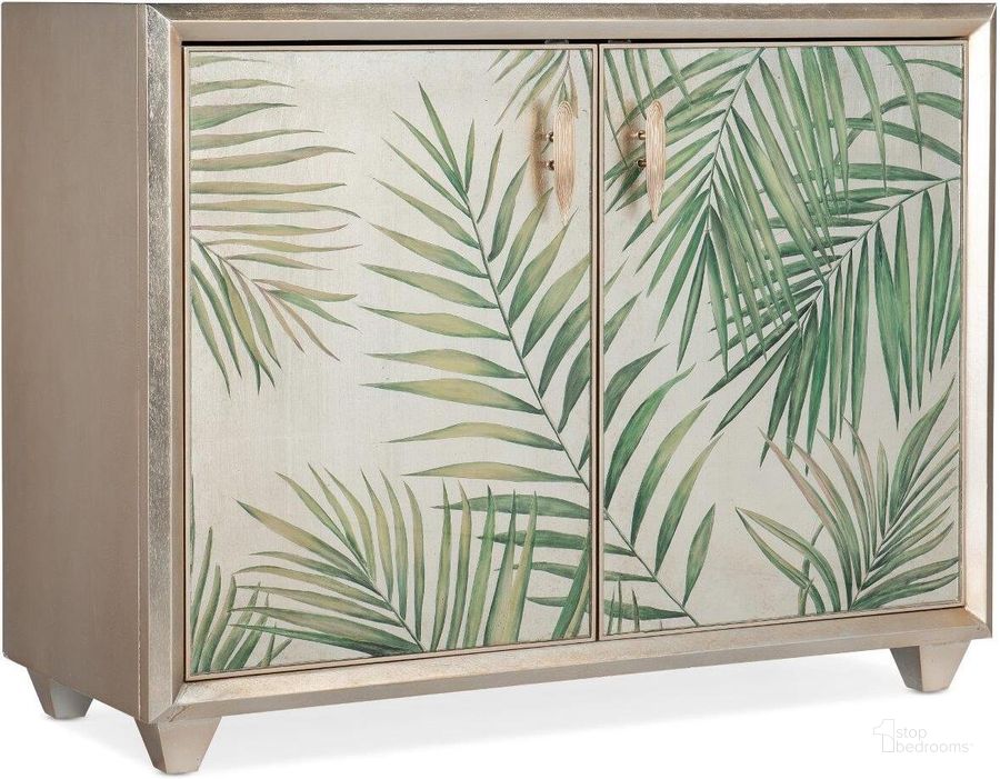 The appearance of Melange Lets Be Fronds Two Door Chest designed by Hooker in the transitional interior design. This gold piece of furniture  was selected by 1StopBedrooms from Melange Collection to add a touch of cosiness and style into your home. Sku: 628-50051-15. Material: Wood. Product Type: Chest. Image1