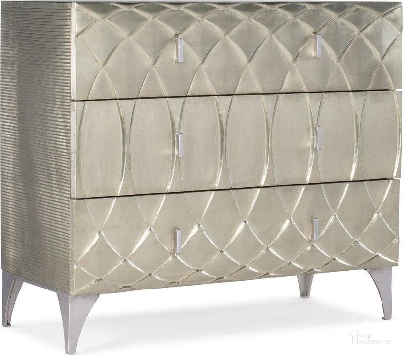 The appearance of Melange Mathilda Three Drawer Chest designed by Hooker in the transitional interior design. This silver piece of furniture  was selected by 1StopBedrooms from Melange Collection to add a touch of cosiness and style into your home. Sku: 628-85644-92. Material: Wood. Product Type: Chest. Image1