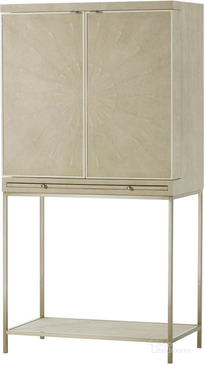 The appearance of Melissa Bar Cabinet With Light In Ivory and White designed by Sonder Living in the modern / contemporary interior design. This ivory and white piece of furniture  was selected by 1StopBedrooms from Melissa Collection to add a touch of cosiness and style into your home. Sku: FG0804182. Material: Steel. Product Type: Bar Cabinet. Image1
