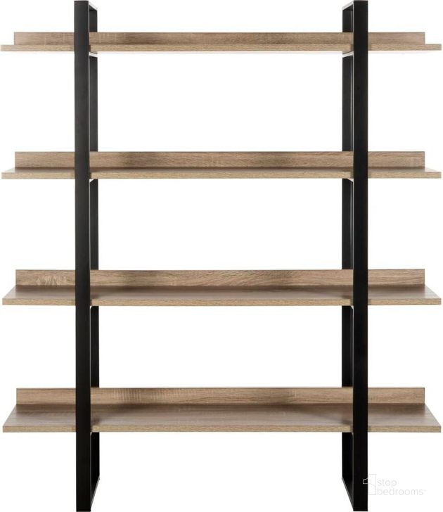 The appearance of Melissa Oak and Black Retro Mid Century 4-Tier Etagere designed by Safavieh in the rustic / southwestern interior design. This black and brown piece of furniture  was selected by 1StopBedrooms from Safavieh FOX Collection to add a touch of cosiness and style into your home. Sku: FOX4282A. Product Type: Etagere. Material: Iron. Image1