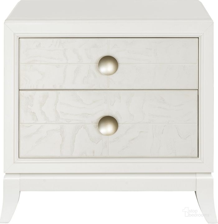 The appearance of Melrose 2-Drawer Nightstand In White designed by Samuel Lawrence in the modern / contemporary interior design. This white piece of furniture  was selected by 1StopBedrooms from Melrose Collection to add a touch of cosiness and style into your home. Sku: S910-050. Product Type: Nightstand. Material: Poplar. Image1