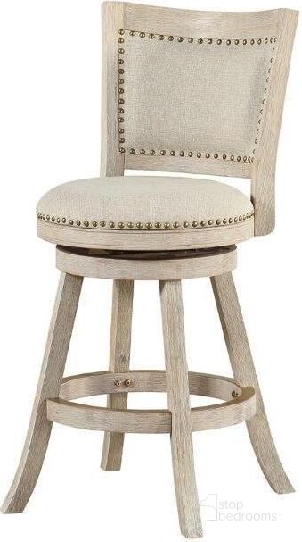 The appearance of Melrose 24 Inch Swivel Counter Stool In Ivory Wire-Brush designed by Boraam Industries in the traditional interior design. This ivory piece of furniture  was selected by 1StopBedrooms from Melrose Collection to add a touch of cosiness and style into your home. Sku: 76224. Product Type: Barstool. Material: Rubberwood. Image1