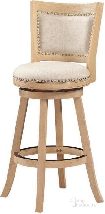 The appearance of Melrose 29 Inch Swivel Bar Stool In Creme Wire-Brush designed by Boraam Industries in the traditional interior design. This creme piece of furniture  was selected by 1StopBedrooms from Melrose Collection to add a touch of cosiness and style into your home. Sku: 76629. Product Type: Barstool. Material: Rubberwood. Image1