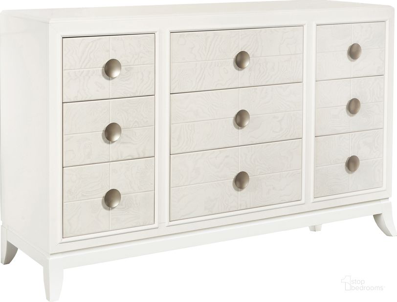 The appearance of Melrose 9-Drawer Dresser In White designed by Samuel Lawrence in the modern / contemporary interior design. This white piece of furniture  was selected by 1StopBedrooms from Melrose Collection to add a touch of cosiness and style into your home. Sku: S910-010. Product Type: Dresser. Material: Poplar. Image1