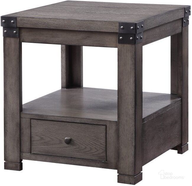 The appearance of Melville Ash Gray End Table designed by ACME in the transitional interior design. This ash gray piece of furniture  was selected by 1StopBedrooms from Melville Collection to add a touch of cosiness and style into your home. Sku: 87102. Material: Wood. Product Type: End Table.
