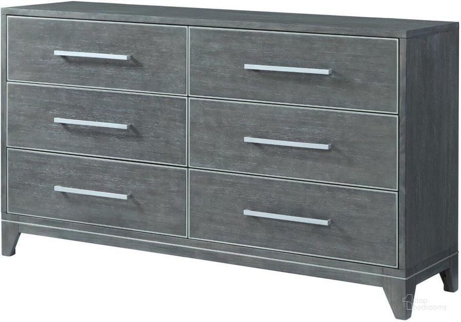 The appearance of Memphis 6 Drawer Dresser designed by Martin Svensson Home in the modern / contemporary interior design. This grey piece of furniture  was selected by 1StopBedrooms from Memphis Collection to add a touch of cosiness and style into your home. Sku: 6804906. Material: Wood. Product Type: Dresser. Image1