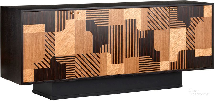 The appearance of Memphis Credenza In Espresso and Black designed by Currey & Company in the modern / contemporary interior design. This espresso piece of furniture  was selected by 1StopBedrooms from Memphis Collection to add a touch of cosiness and style into your home. Sku: 3000-0277. Product Type: Credenza. Material: Brass. Image1