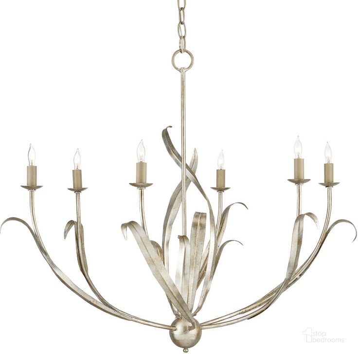 The appearance of Menefee Silver Chandelier designed by Currey & Company in the modern / contemporary interior design. This silver piece of furniture  was selected by 1StopBedrooms from Menefee Collection to add a touch of cosiness and style into your home. Sku: 9000-0931. Product Type: Chandelier. Material: Iron. Image1