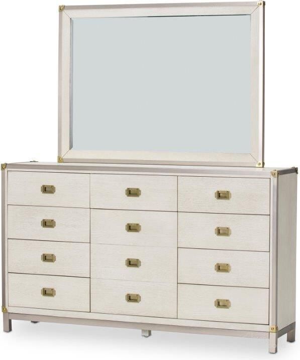 The appearance of Menlo Station Eucalyptus Dresser Mirror designed by AICO in the transitional interior design. This eucalyptus piece of furniture  was selected by 1StopBedrooms from Menlo Station Collection to add a touch of cosiness and style into your home. Sku: KI-MENP060-123. Product Type: Dresser Mirror. Image1