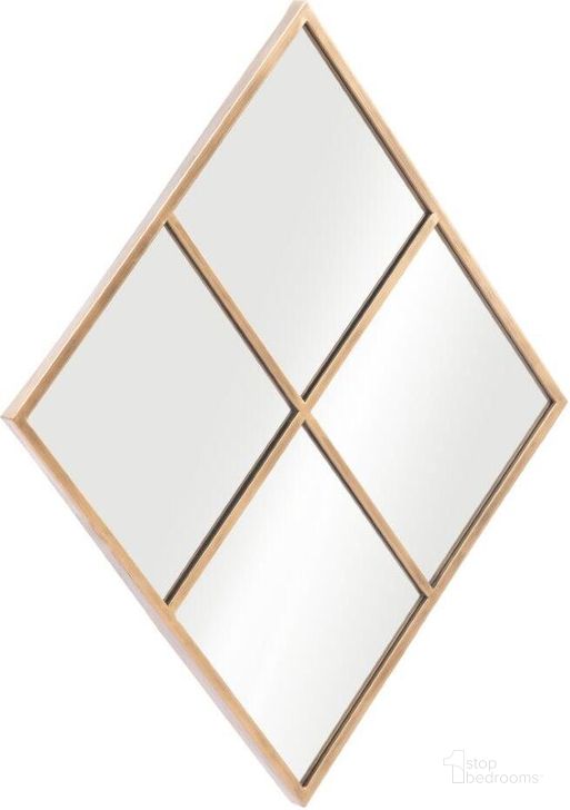 The appearance of Meo Mirror In Gold designed by Zuo Modern in the modern / contemporary interior design. This gold piece of furniture  was selected by 1StopBedrooms from Meo Collection to add a touch of cosiness and style into your home. Sku: A12257. Product Type: Mirror. Material: MDF. Image1