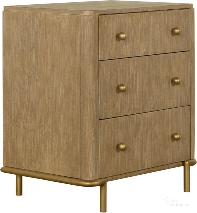 The appearance of Meola Sand Nightstand designed by Off 5th Home in the traditional interior design. This sand piece of furniture  was selected by 1StopBedrooms from Meola Collection to add a touch of cosiness and style into your home. Sku: 224302. Material: Metal. Product Type: Nightstand. Image1