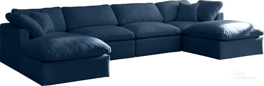 The appearance of Meota Navy Velvet Sectional 0qb24355519 designed by Furnique in the modern / contemporary interior design. This navy velvet piece of furniture  was selected by 1StopBedrooms from Meota Collection to add a touch of cosiness and style into your home. Sku: 602Navy-Corner;602Navy-Corner;602Navy-Armless;602Navy-Armless;602Navy-Ott;602Navy-Ott. Product Type: Sectional. Material: Velvet. Layout: Sofa & Chaise. Image1