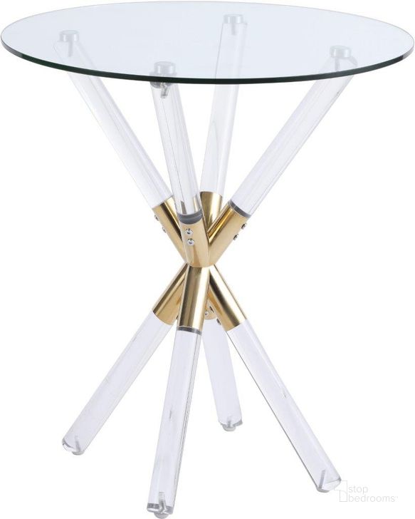 The appearance of Mercury Acrylic/Gold End Table designed by Meridian in the modern / contemporary interior design. This gold piece of furniture  was selected by 1StopBedrooms from Mercury Collection to add a touch of cosiness and style into your home. Sku: 284-E-1;284-E-2. Product Type: End Table. Image1
