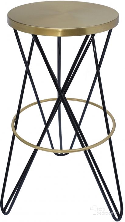 The appearance of Mercury Black/Gold Bar Stool designed by Meridian in the modern / contemporary interior design. This black and gold piece of furniture  was selected by 1StopBedrooms from Mercury Collection to add a touch of cosiness and style into your home. Sku: 946Black. Product Type: Barstool. Material: Iron. Image1