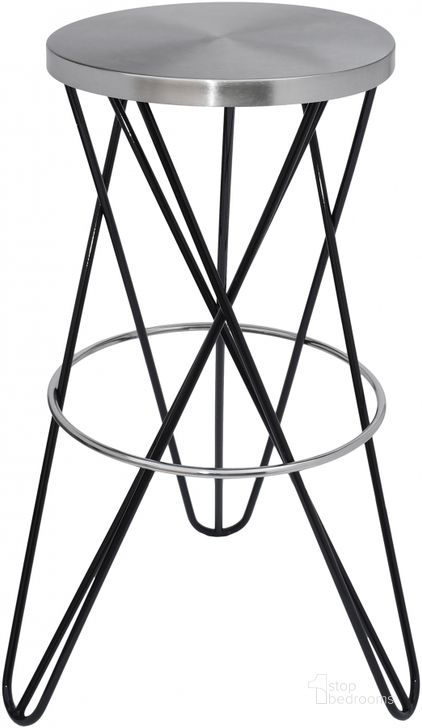 The appearance of Mercury Black/Silver Bar Stool designed by Meridian in the modern / contemporary interior design. This black/silver piece of furniture  was selected by 1StopBedrooms from Mercury Collection to add a touch of cosiness and style into your home. Sku: 948Black. Product Type: Barstool. Material: Iron. Image1