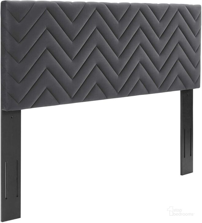 The appearance of Mercy Chevron Tufted Performance Velvet King/California King Headboard In Charcoal designed by Modway in the  interior design. This charcoal piece of furniture  was selected by 1StopBedrooms from Mercy Collection to add a touch of cosiness and style into your home. Sku: MOD-6660-CHA. Product Type: Headboard. Bed Size: King. Material: MDF. Image1