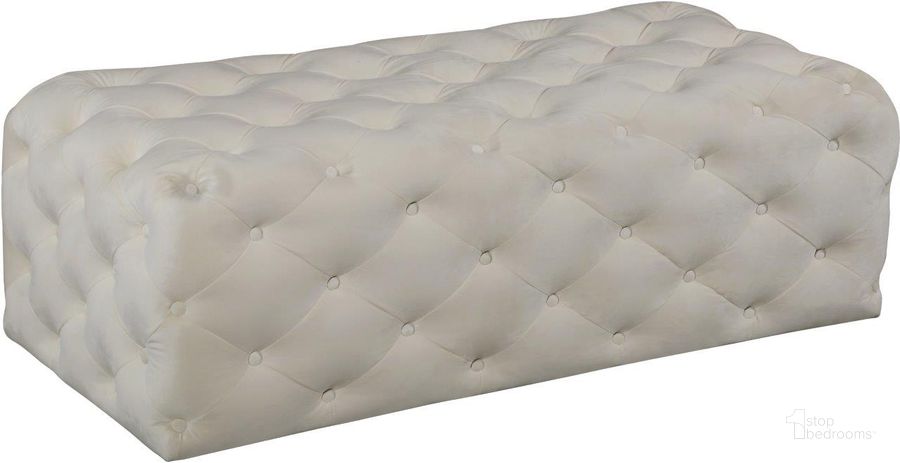The appearance of Meridian 121Cream Casey Series Contemporary Velvet Ottoman designed by Meridian in the modern / contemporary interior design. This cream velvet piece of furniture  was selected by 1StopBedrooms from Casey Collection to add a touch of cosiness and style into your home. Sku: 121Cream. Product Type: Ottoman. Image1