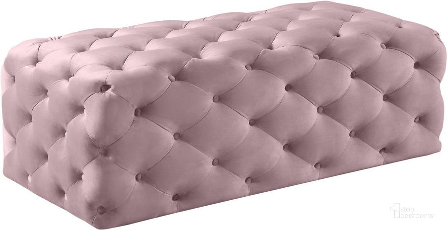 The appearance of Meridian 121Pink Casey Series Contemporary Velvet Ottoman designed by Meridian in the modern / contemporary interior design. This pink velvet piece of furniture  was selected by 1StopBedrooms from Casey Collection to add a touch of cosiness and style into your home. Sku: 121Pink. Product Type: Ottoman. Image1
