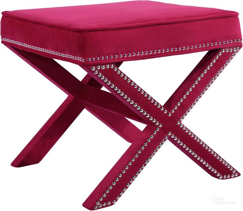 The appearance of Meridian 126Pink Nixon Series Contemporary Velvet Wood Frame Ottoman designed by Meridian in the modern / contemporary interior design. This pink velvet piece of furniture  was selected by 1StopBedrooms from Nixon Collection to add a touch of cosiness and style into your home. Sku: 126Pink. Material: Wood. Product Type: Ottoman. Image1