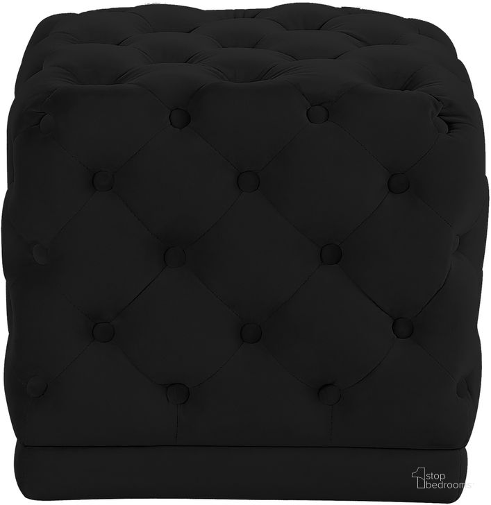 The appearance of Meridian 137BLACK Stella Series Contemporary Velvet Wood Frame Ottoman designed by Meridian in the modern / contemporary interior design. This black velvet piece of furniture  was selected by 1StopBedrooms from Stella Collection to add a touch of cosiness and style into your home. Sku: 137Black. Material: Wood. Product Type: Ottoman. Image1