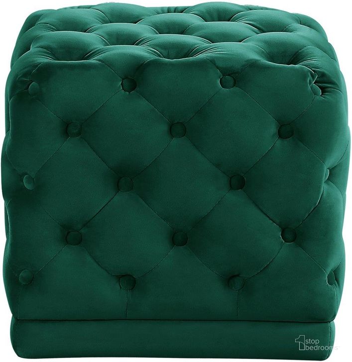 The appearance of Meridian 137GREEN Stella Series Contemporary Velvet Wood Frame Ottoman designed by Meridian in the modern / contemporary interior design. This green velvet piece of furniture  was selected by 1StopBedrooms from Stella Collection to add a touch of cosiness and style into your home. Sku: 137Green. Material: Wood. Product Type: Ottoman. Image1